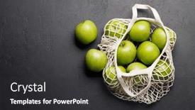  Presentation with green apples - Theme consisting of mesh-bag-with-fresh-green and a dark gray colored foreground