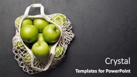  Presentation with green apples - Presentation theme having mesh-bag-with-fresh-green background and a dark gray colored foreground