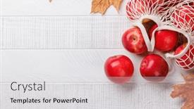  Presentation with bag - Presentation design consisting of mesh-bag-with-fresh-red and a light gray colored foreground