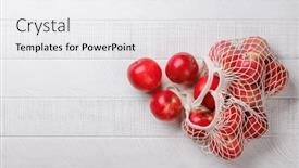  Presentation with bag - PPT theme featuring mesh-bag-with-fresh-red and a white colored foreground