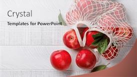  Presentation with bag - Slide set having mesh-bag-with-fresh-red and a white colored foreground