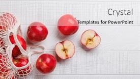  Presentation with bag - PPT layouts having mesh-bag-with-fresh-red and a white colored foreground