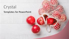  Presentation with bag - Slide set with mesh-bag-with-fresh-red and a white colored foreground