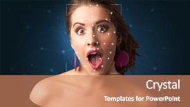  Presentation with face identification - PPT layouts having mesh biometric verification and identification background and a coral colored foreground