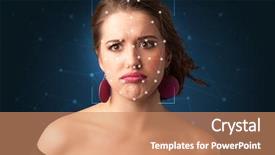  Presentation with face recognition - Audience pleasing presentation design consisting of mesh biometric verification and identification backdrop and a coral colored foreground