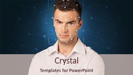  Presentation with face recognition - Theme having mesh biometric verification and identification background and a lemonade colored foreground