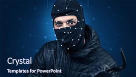  Presentation with face identification - Amazing PPT theme having mesh biometric verification and identification backdrop and a navy blue colored foreground