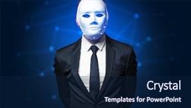  Presentation with face recognition security - Colorful PPT theme enhanced with meshing - face recognition with mesh cyber backdrop and a navy blue colored foreground