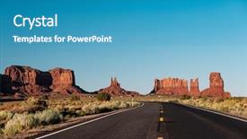  Presentation with scenic - Audience pleasing slides consisting of mesir - empty scenic highway in monument backdrop and a teal colored foreground