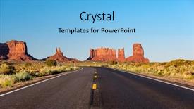  Presentation with scenic - Beautiful PPT theme featuring mesir - empty scenic highway in monument backdrop and a light blue colored foreground