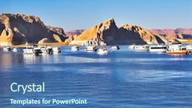 Presentation with power boats - PPT theme consisting of mesir - walking boats on lake powell background and a  colored foreground