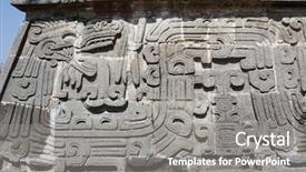  Presentation with feathered - Audience pleasing theme consisting of mesoamerica - bas-relief carving backdrop and a gray colored foreground