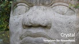  Presentation with stone - Presentation design with mesoamerica - head carved from stone background and a gray colored foreground