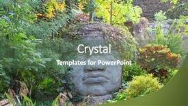  Presentation with stone - Colorful presentation theme enhanced with mesoamerica - head carved from stone backdrop and a ocean colored foreground