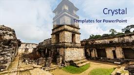  Presentation with pyramid - Audience pleasing PPT theme consisting of mesoamerica - palenque pyramid in mexico backdrop and a sky blue colored foreground