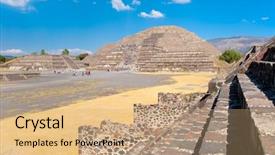  Presentation with mexico city - PPT theme consisting of mesoamerica - pyramid of the moon background and a coral colored foreground