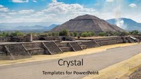  Presentation with mexico city - Amazing PPT layouts having mesoamerica - pyramid of the sun backdrop and a coral colored foreground