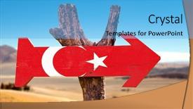  Presentation with flag of european union and turkey - Presentation theme featuring mesopotamia - turkey flag wooden sign background and a  colored foreground