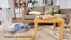  Presentation with living room - Cool new presentation theme with mess-disorder-and-interior-concept backdrop and a coral colored foreground