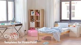  Presentation with interior - Colorful presentation theme enhanced with mess-disorder-and-interior-concept backdrop and a coral colored foreground