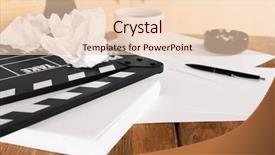  Presentation with clapper - Cool new PPT theme with mess on light cupboard background backdrop and a lemonade colored foreground