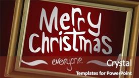  Presentation with golden christmas trumpet and red - Presentation theme enhanced with message against red and white background and a tawny brown colored foreground