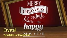  Presentation with golden christmas trumpet and red - Amazing presentation theme having message against red and white backdrop and a tawny brown colored foreground