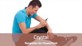  Presentation with happy sad face man - Audience pleasing PPT theme consisting of message and on a white backdrop and a coral colored foreground