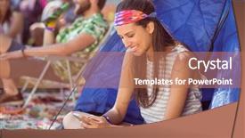  Presentation with text message - Cool new theme with message at a music festival backdrop and a  colored foreground