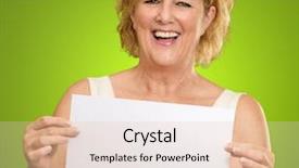  Presentation with blank - Amazing presentation theme having message board - happy mature woman holding backdrop and a  colored foreground