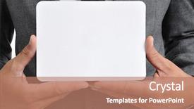  Presentation with signboard - Slides consisting of message board - man wearing a suit holding background and a coral colored foreground