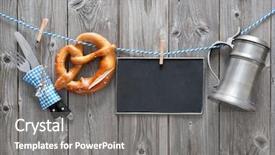  Presentation with oktoberfest menu - PPT theme having message board beer mug background and a gray colored foreground