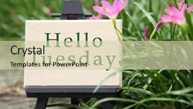  Presentation with airport boarding board - Audience pleasing PPT theme consisting of message board written hello tuesday backdrop and a  colored foreground