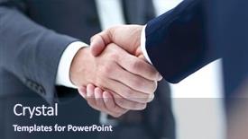  Presentation with handshake - Slide deck consisting of handshake business concept background and a tawny brown colored foreground