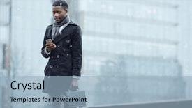  Presentation with old wite man and his music - Presentation design with  background and a  colored foreground