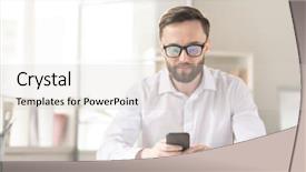  Presentation with entrepreneur - Presentation design with sitting by workplace while scrolling background and a light gray colored foreground