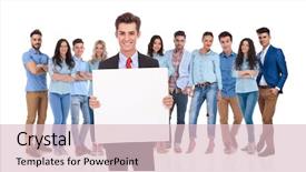  Presentation with team leader - Slide set featuring  background and a  colored foreground