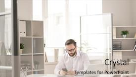  Presentation with scrolling - Amazing presentation theme having office and texting or scrolling backdrop and a soft green colored foreground