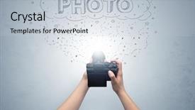  Presentation with shooting - PPT layouts with message cloud concept and doodle background and a  colored foreground