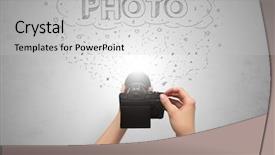  Presentation with shooting - PPT theme with message cloud concept and doodle background and a  colored foreground