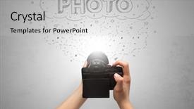  Presentation with shooting - Slide deck having message cloud concept and doodle background and a  colored foreground