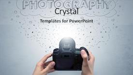  Presentation with shooting - Presentation theme having message cloud concept and doodle background and a  colored foreground