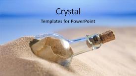 Presentation with bottle - Beautiful presentation theme featuring message in a bottle backdrop and a light blue colored foreground