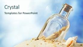  Presentation with bottle - Presentation theme having message in a bottle background and a sky blue colored foreground