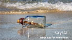  Presentation with bottle - Theme enhanced with message in the bottle against the sun setting down background and a gray colored foreground