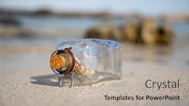  Presentation with bottle - Slide deck featuring message-in-the-bottle-against background and a mint green colored foreground