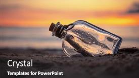  Presentation with bottle - Presentation theme featuring message-in-the-bottle-against background and a  colored foreground