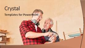  Presentation with text message - PPT theme having message in the joinery workshop background and a lemonade colored foreground