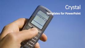  Presentation with blue sky - Beautiful PPT theme featuring message sms sent with mobile backdrop and a  colored foreground