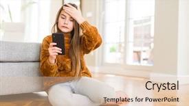  Presentation with angry kid - Colorful presentation theme enhanced with message using smartphone stress backdrop and a  colored foreground